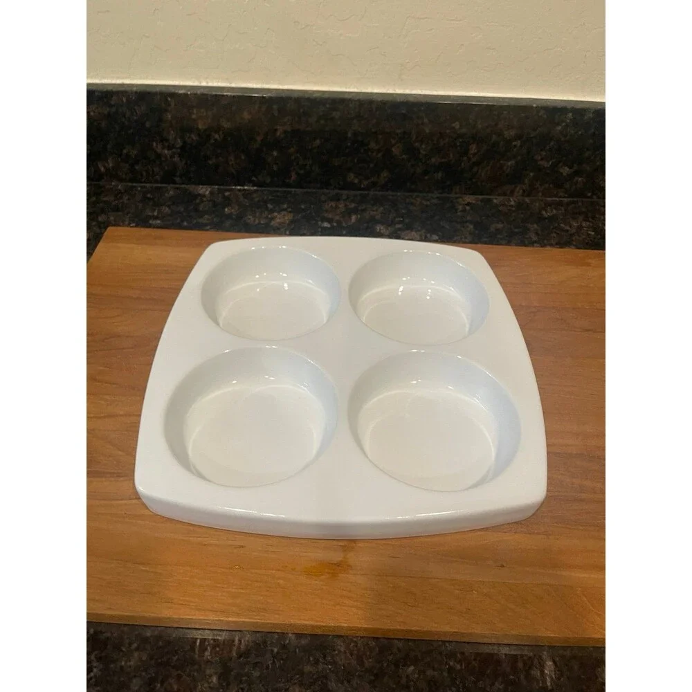 Vintage Crate & Barrel White Porcelain 4 Part divided dish